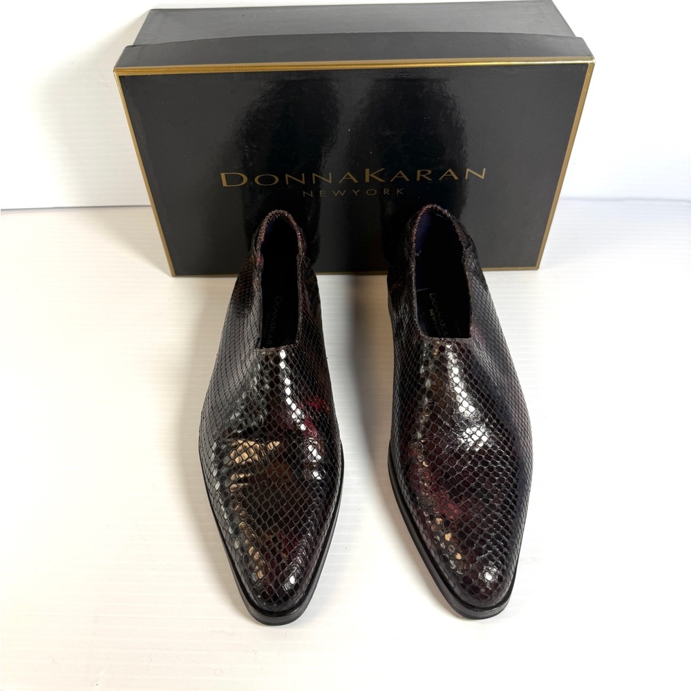 Donna Karan Women's Python Textured Black Loafers NWT